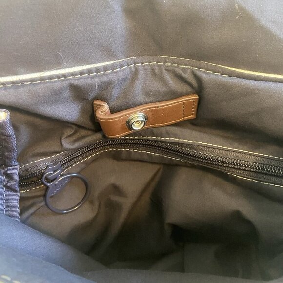 Land's End Navy & Ivory Canvas Backpack Bag Knapsack School Nautical Adjustable - Picture 6 of 7